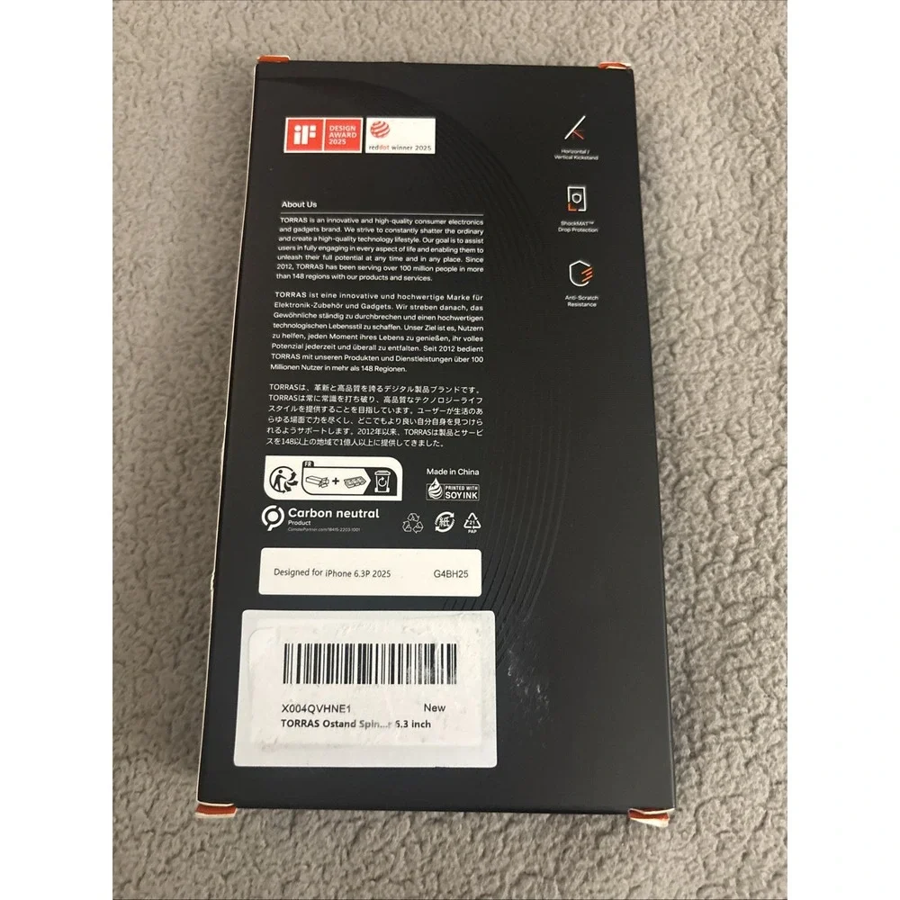TORRAS Q3 Spin for iPhone‎ 17 Pro Case, Patented 360 Magnetic Stand-Orange